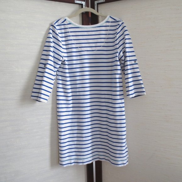 Anthropologie E by Eloise Blue and White Breton Stripe Cotton Tee T-Shirt - Picture 4 of 8
